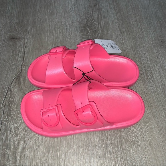 Kids New With Tags Wonder Nation Pink Sandals Double Strap - Picture 1 of 4